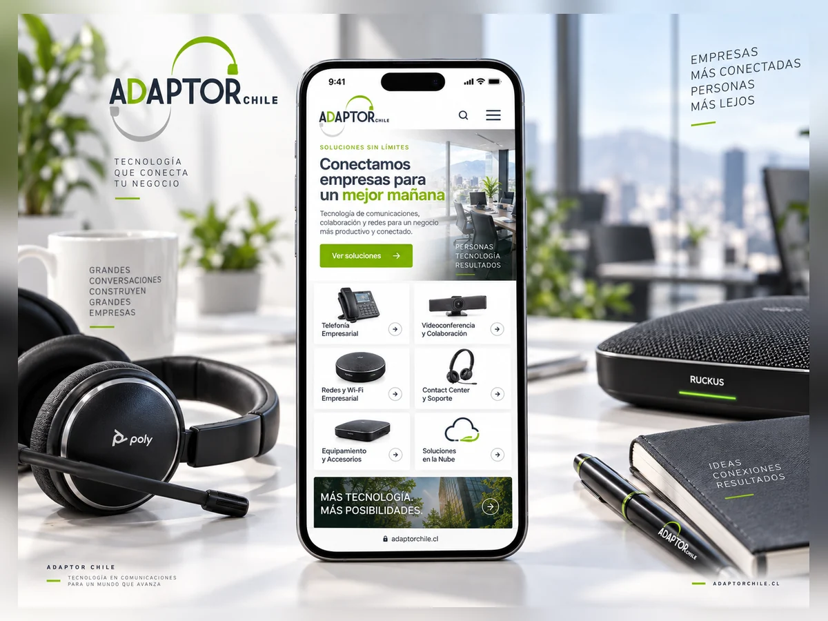 Interfaz de Adaptor Chile enfocada en conectividad y negocios