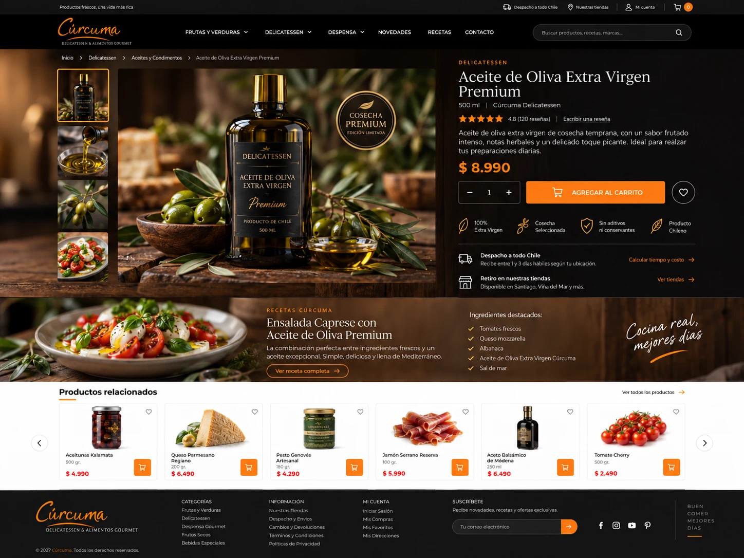 Ficha de producto del ecommerce Cúrcuma con compra directa