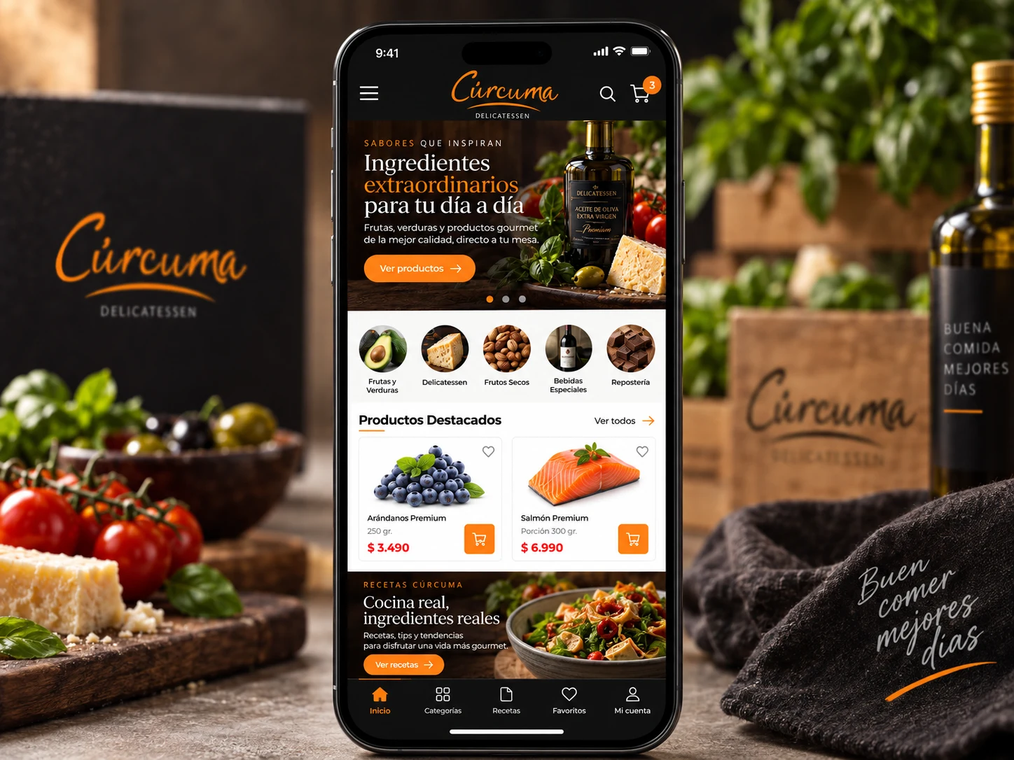 Versión móvil del ecommerce Cúrcuma Delivery