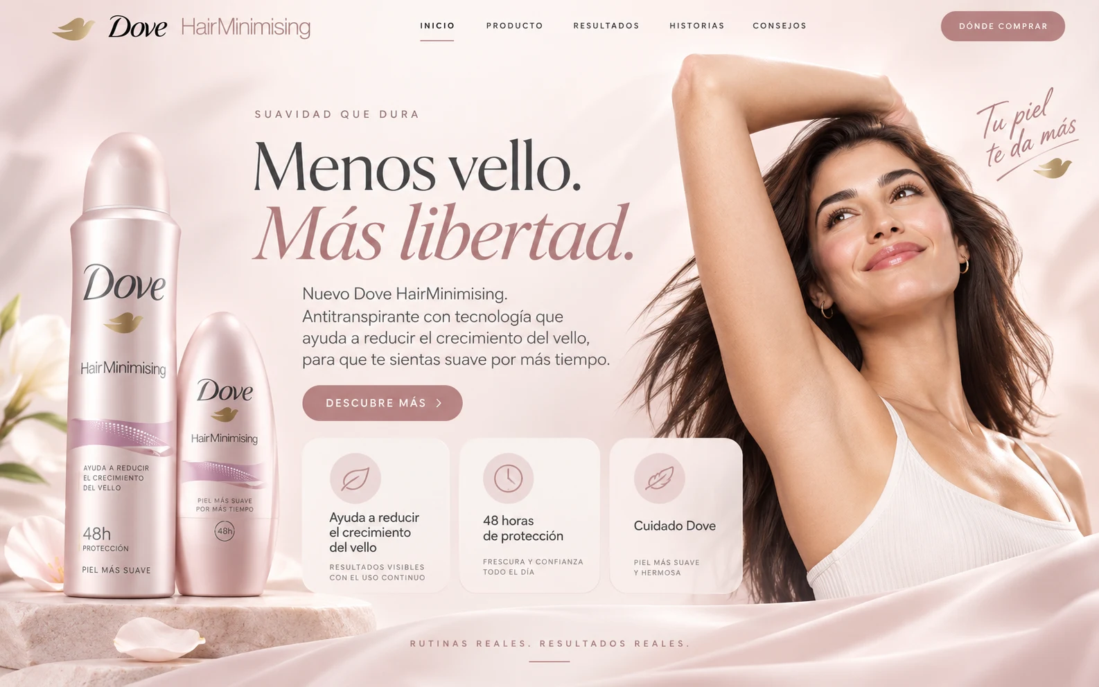Proyecto web Dove HairMinimising