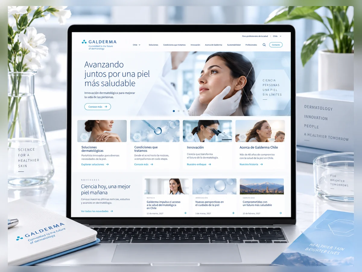 Experiencia web de Galderma orientada a innovación dermatológica